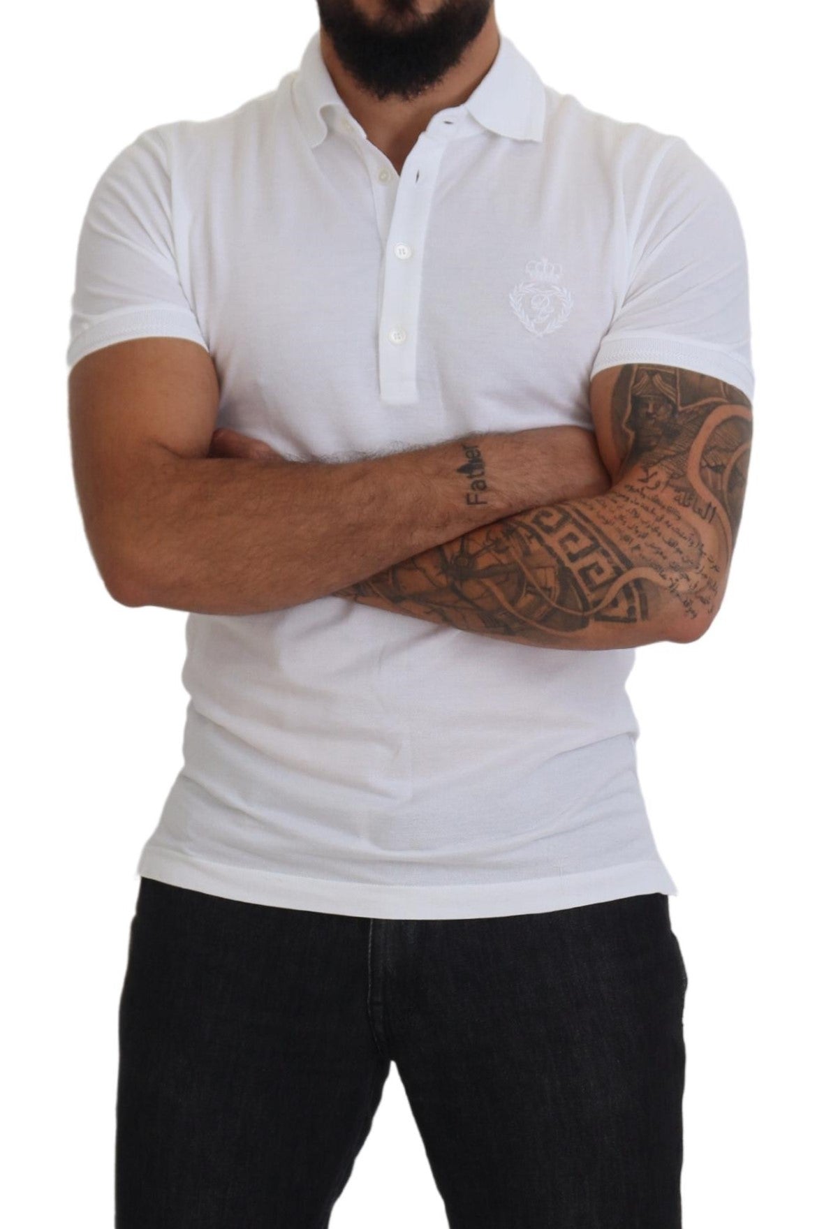 Dolce &amp; Gabbana Elegantes Poloshirt aus weißer Baumwollmischung