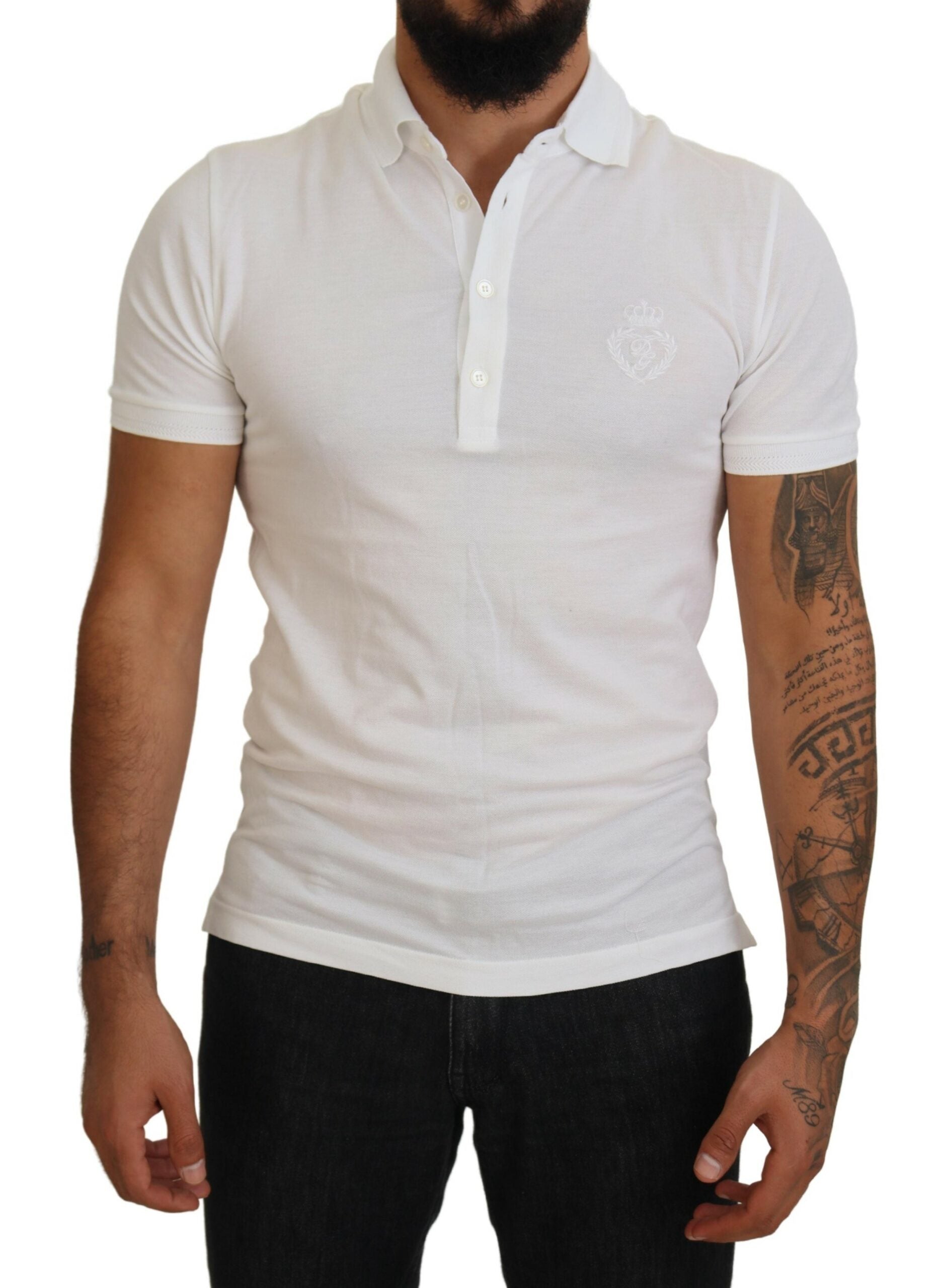 Dolce &amp; Gabbana Elegantes Poloshirt aus weißer Baumwollmischung