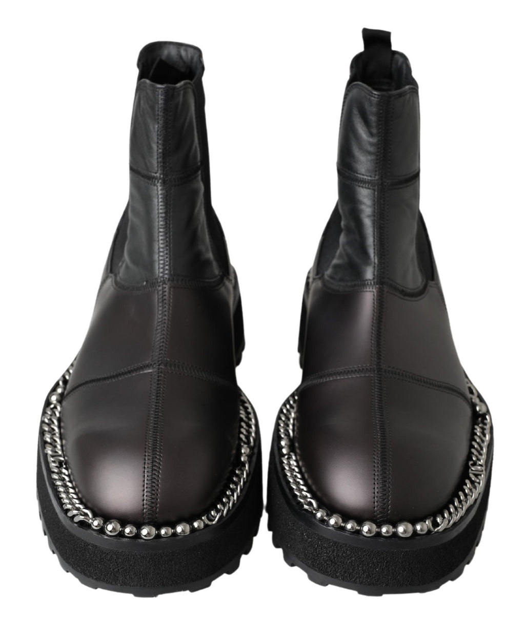 Dolce &amp; Gabbana Elegante schwarze Stretch-Stiefel zum Hineinschlüpfen