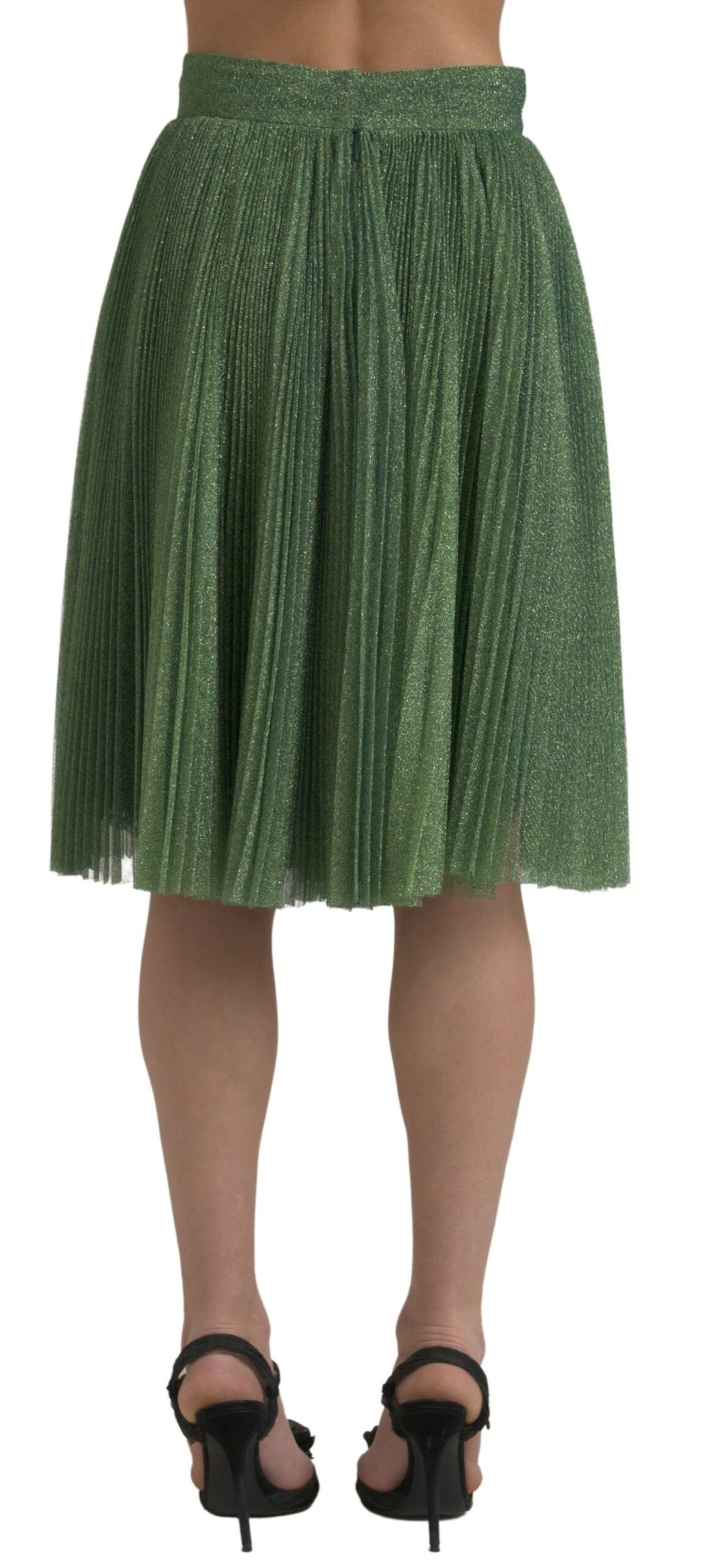 Jupe trapèze plissée vert métallisé Dolce &amp; Gabbana