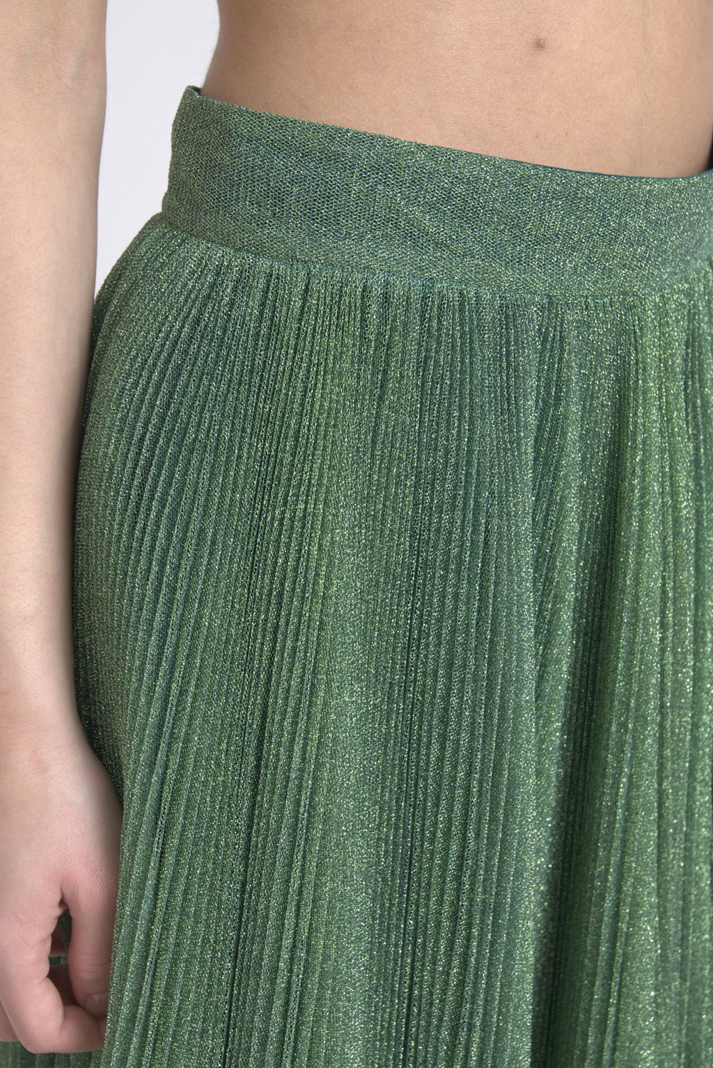 Jupe trapèze plissée vert métallisé Dolce &amp; Gabbana