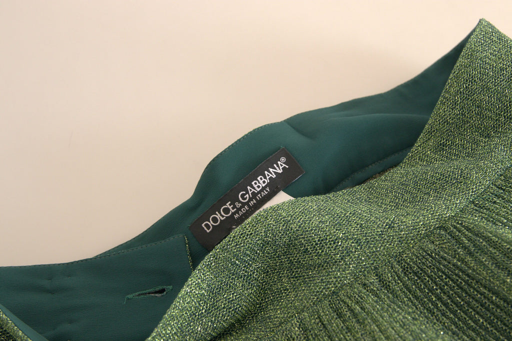 Jupe trapèze plissée vert métallisé Dolce &amp; Gabbana