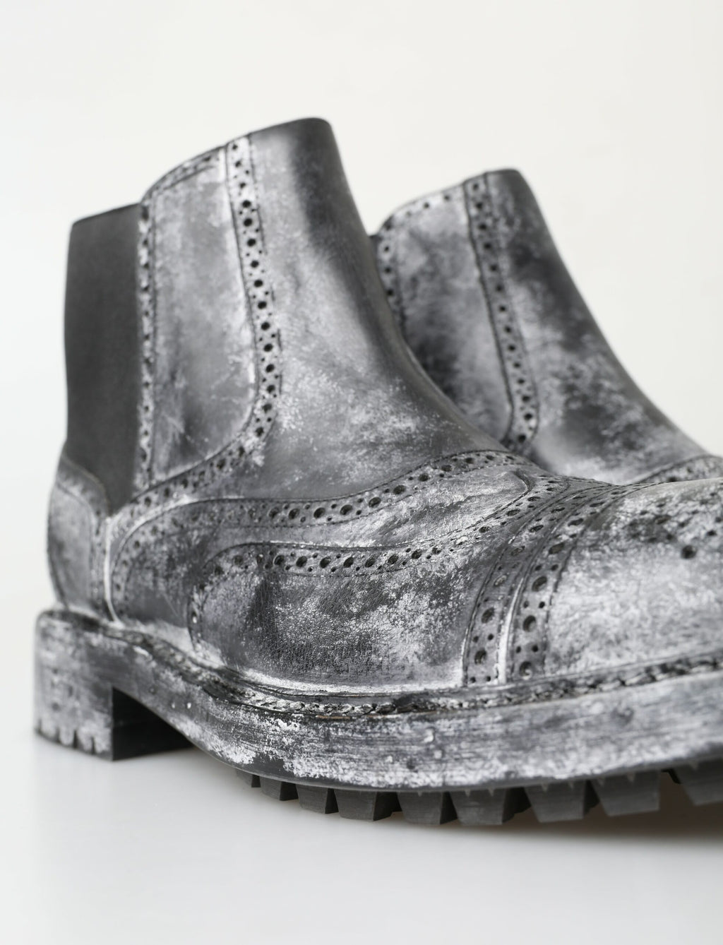 Dolce &amp; Gabbana – Elegante, schwarze Chelsea-Stiefeletten mit verblasstem Muster