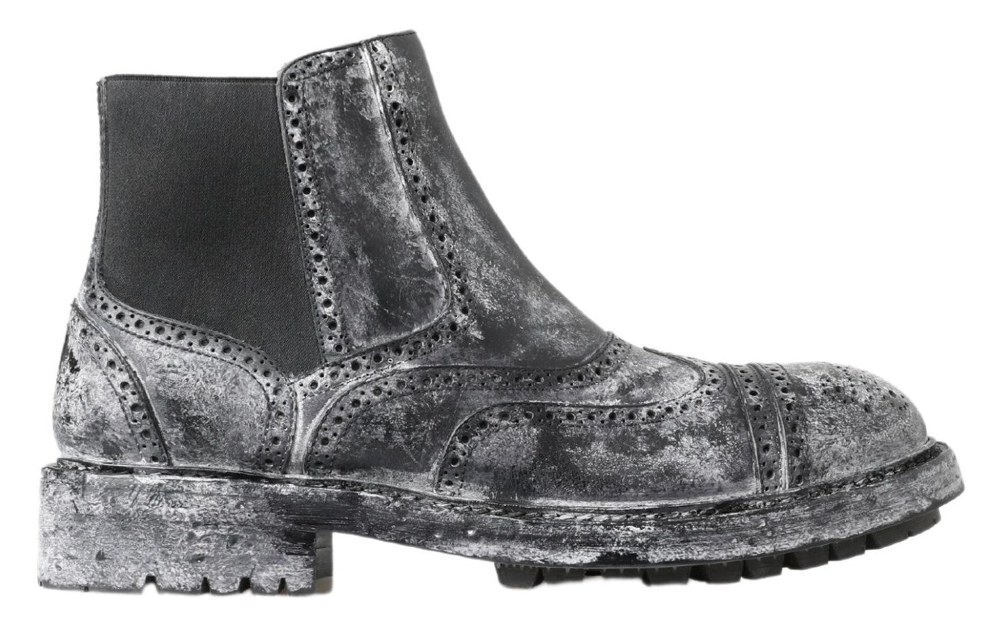 Dolce &amp; Gabbana – Elegante, schwarze Chelsea-Stiefeletten mit verblasstem Muster