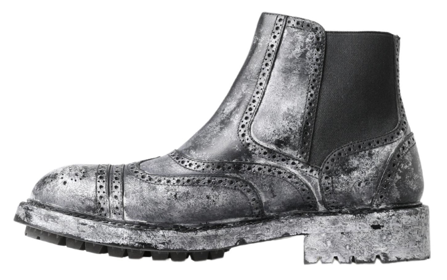 Dolce &amp; Gabbana – Elegante, schwarze Chelsea-Stiefeletten mit verblasstem Muster