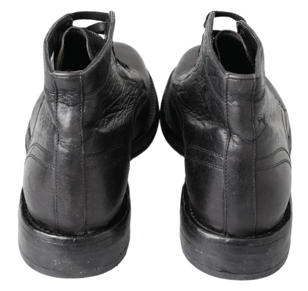 Dolce &amp; Gabbana – Equisite – Schwarze Lederstiefel zum Schnüren