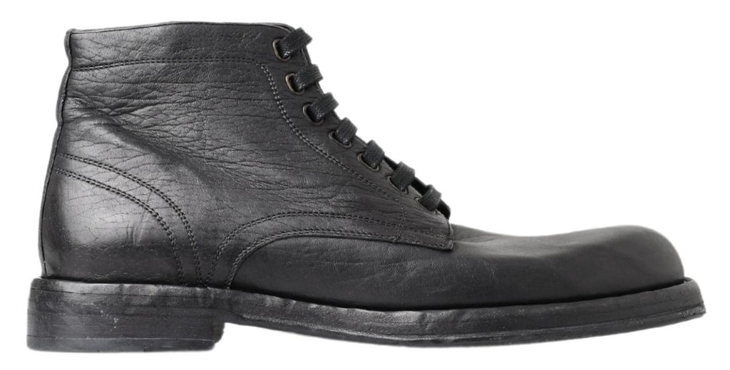 Dolce &amp; Gabbana – Equisite – Schwarze Lederstiefel zum Schnüren