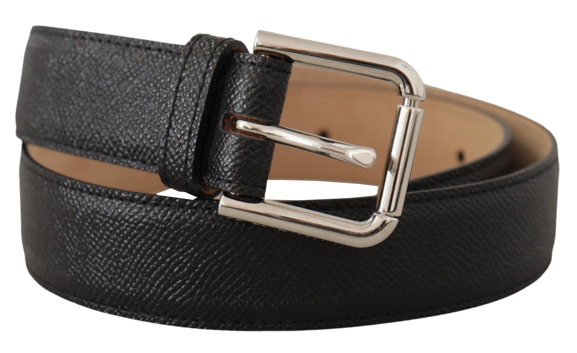 Ceinture en cuir authentique noire élégante Dolce &amp; Gabbana