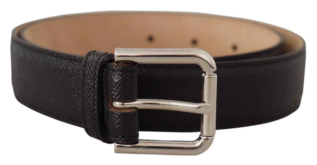 Ceinture en cuir authentique noire élégante Dolce &amp; Gabbana