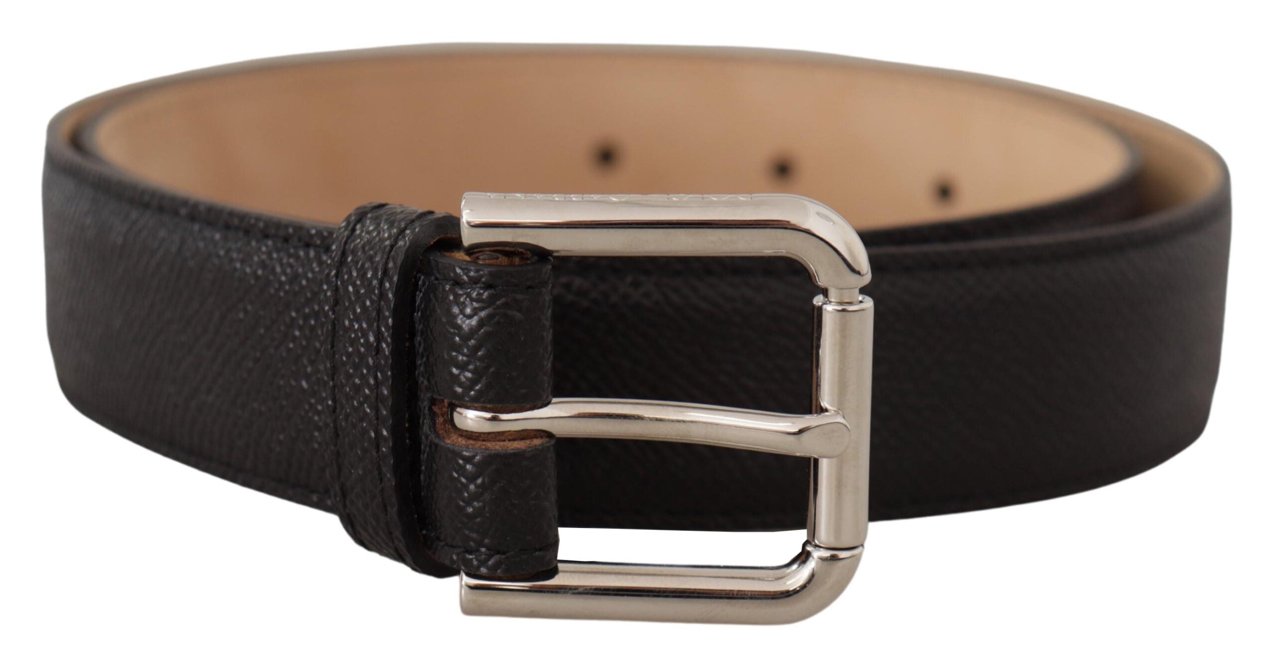 Ceinture en cuir authentique noire élégante Dolce &amp; Gabbana