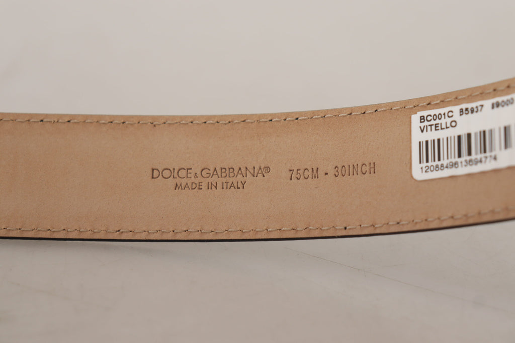 Ceinture en cuir authentique noire élégante Dolce &amp; Gabbana