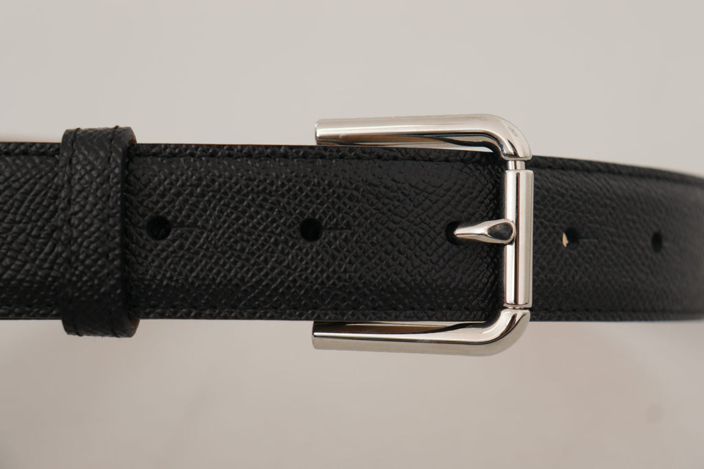Ceinture en cuir authentique noire élégante Dolce &amp; Gabbana