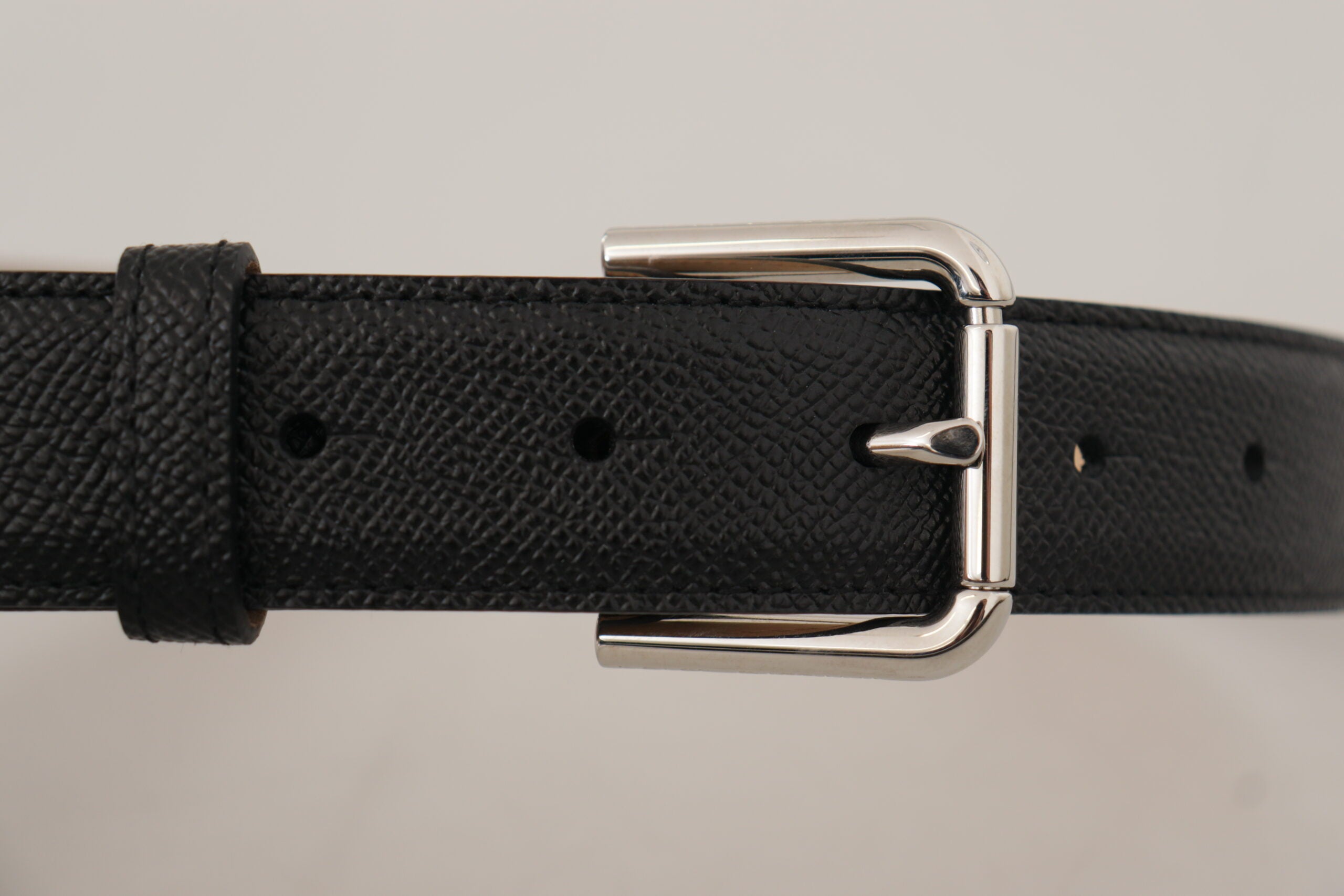 Ceinture en cuir authentique noire élégante Dolce &amp; Gabbana