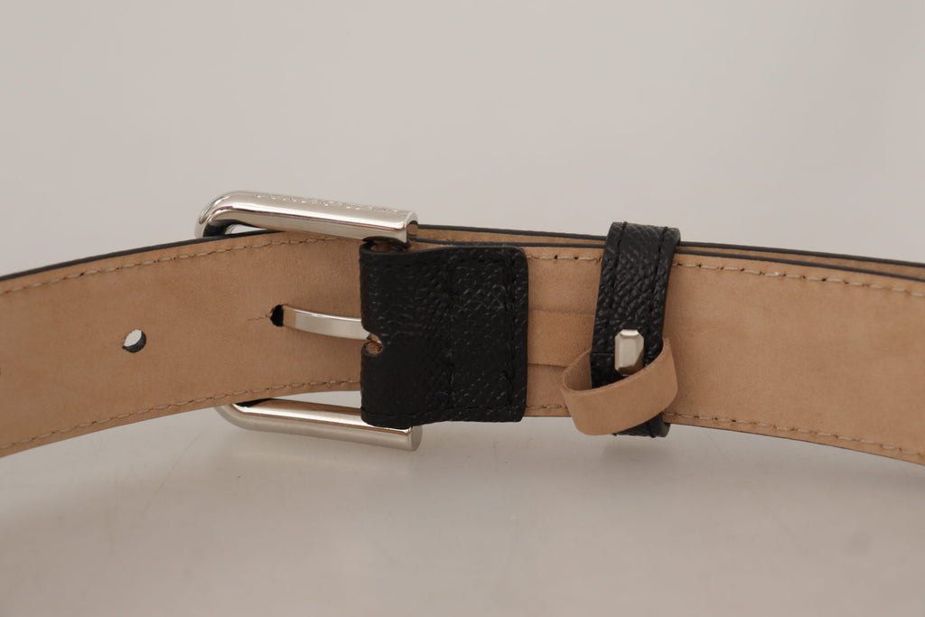 Ceinture en cuir authentique noire élégante Dolce &amp; Gabbana