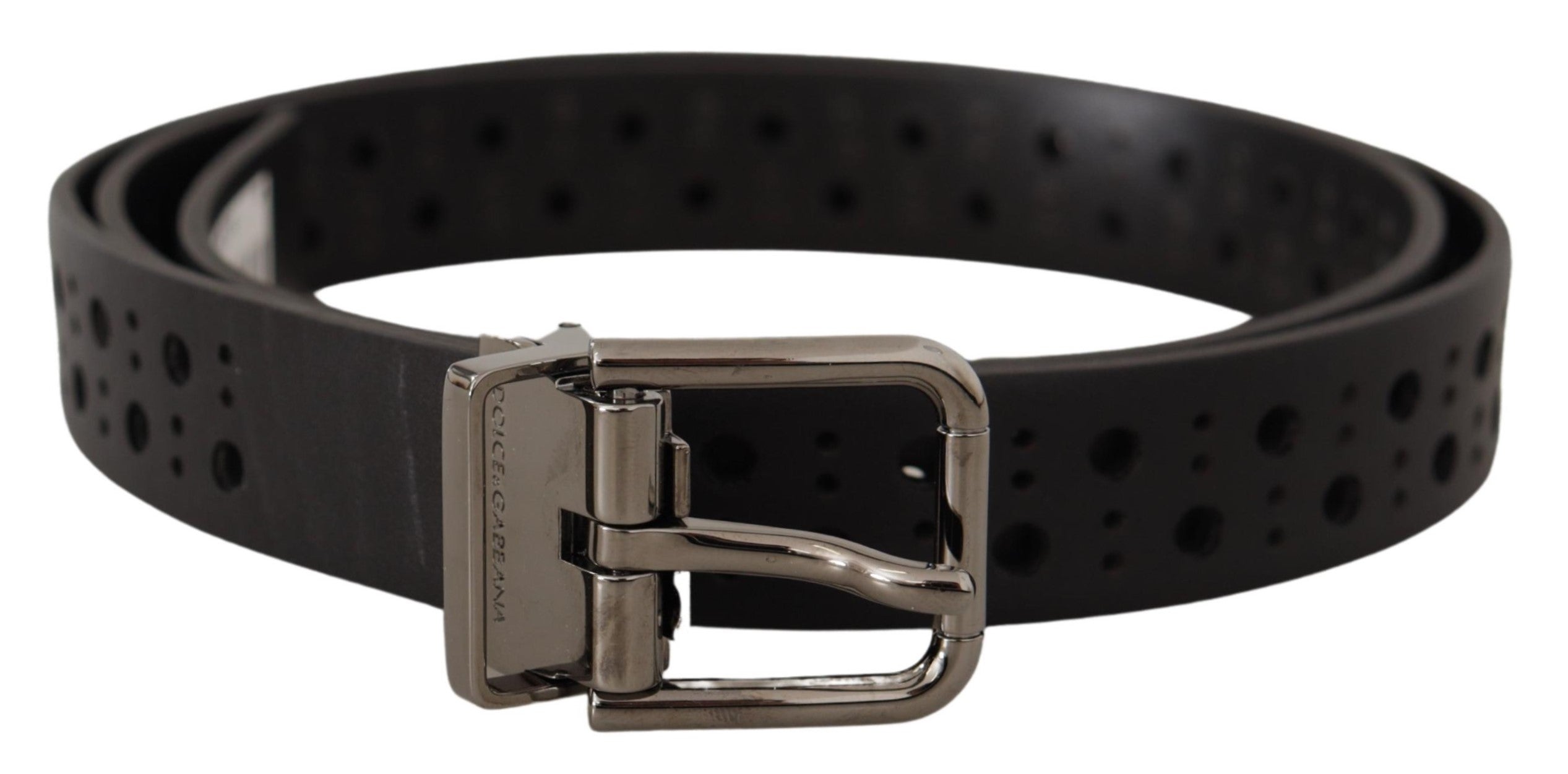 Ceinture élégante en cuir noir Dolce &amp; Gabbana avec boucle en métal