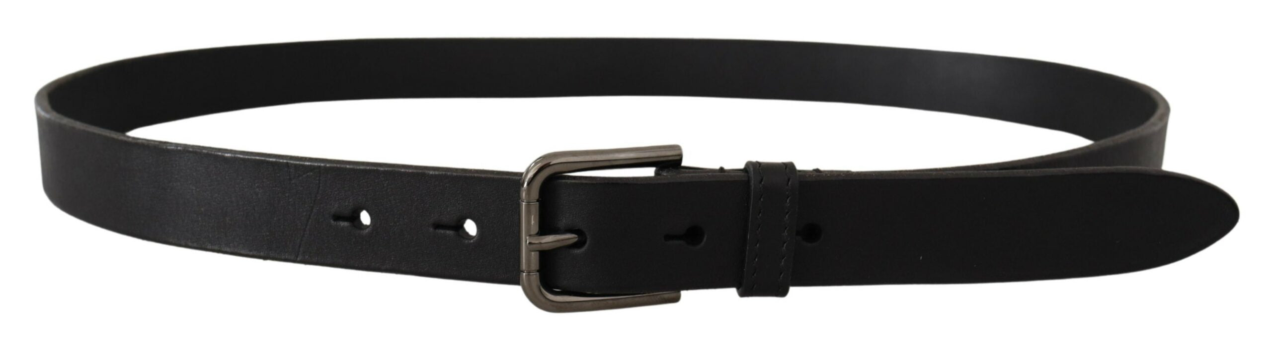 Ceinture élégante en cuir noir Dolce &amp; Gabbana avec boucle en métal