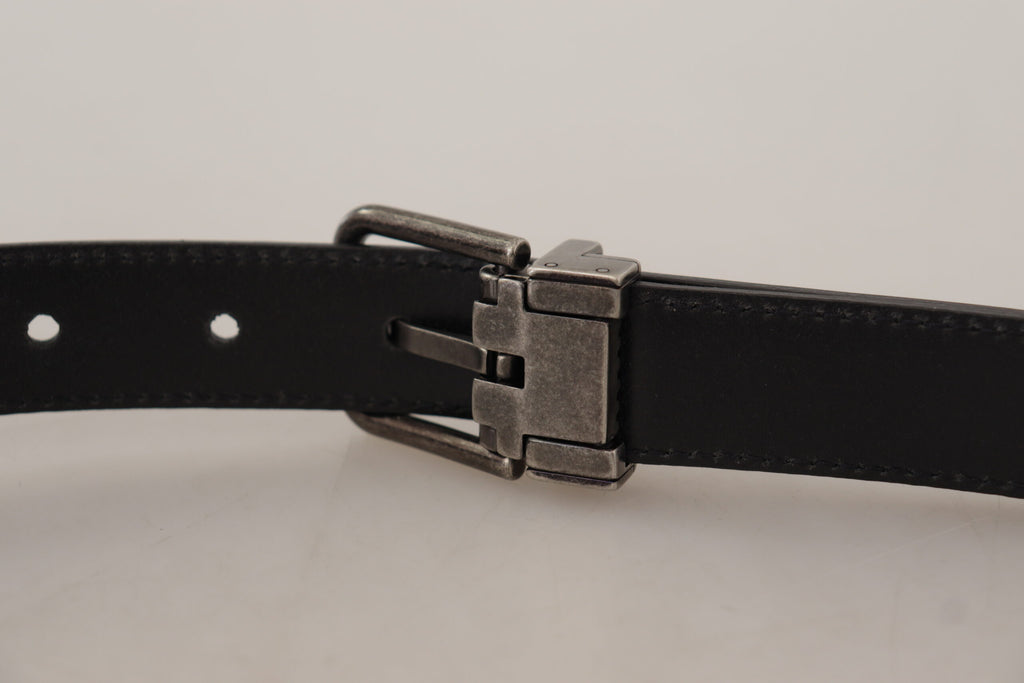 Ceinture élégante en cuir noir Dolce &amp; Gabbana avec boucle en métal