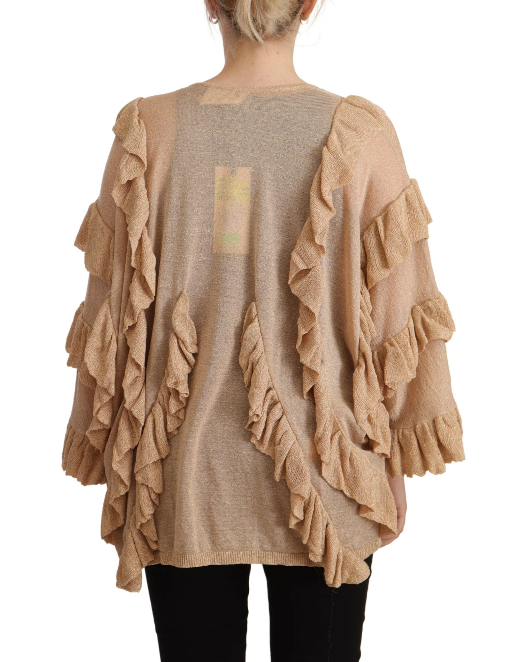Aniye By Chic – Langärmlige Strickjacke mit offener Vorderseite in Beige