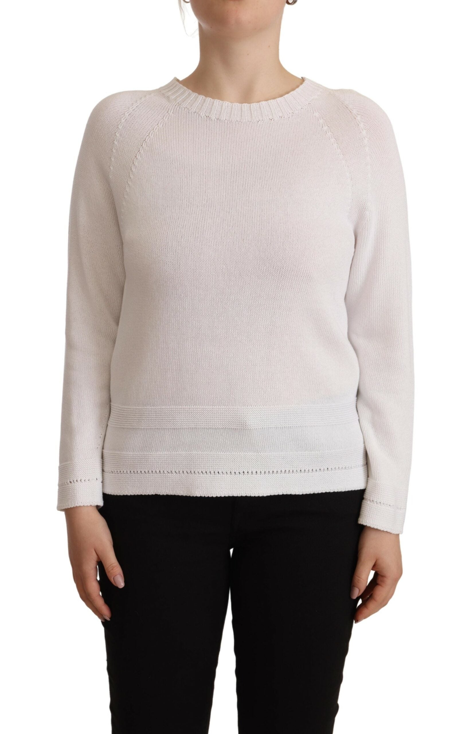 Alpha Studio Eleganter weißer Baumwollpullover