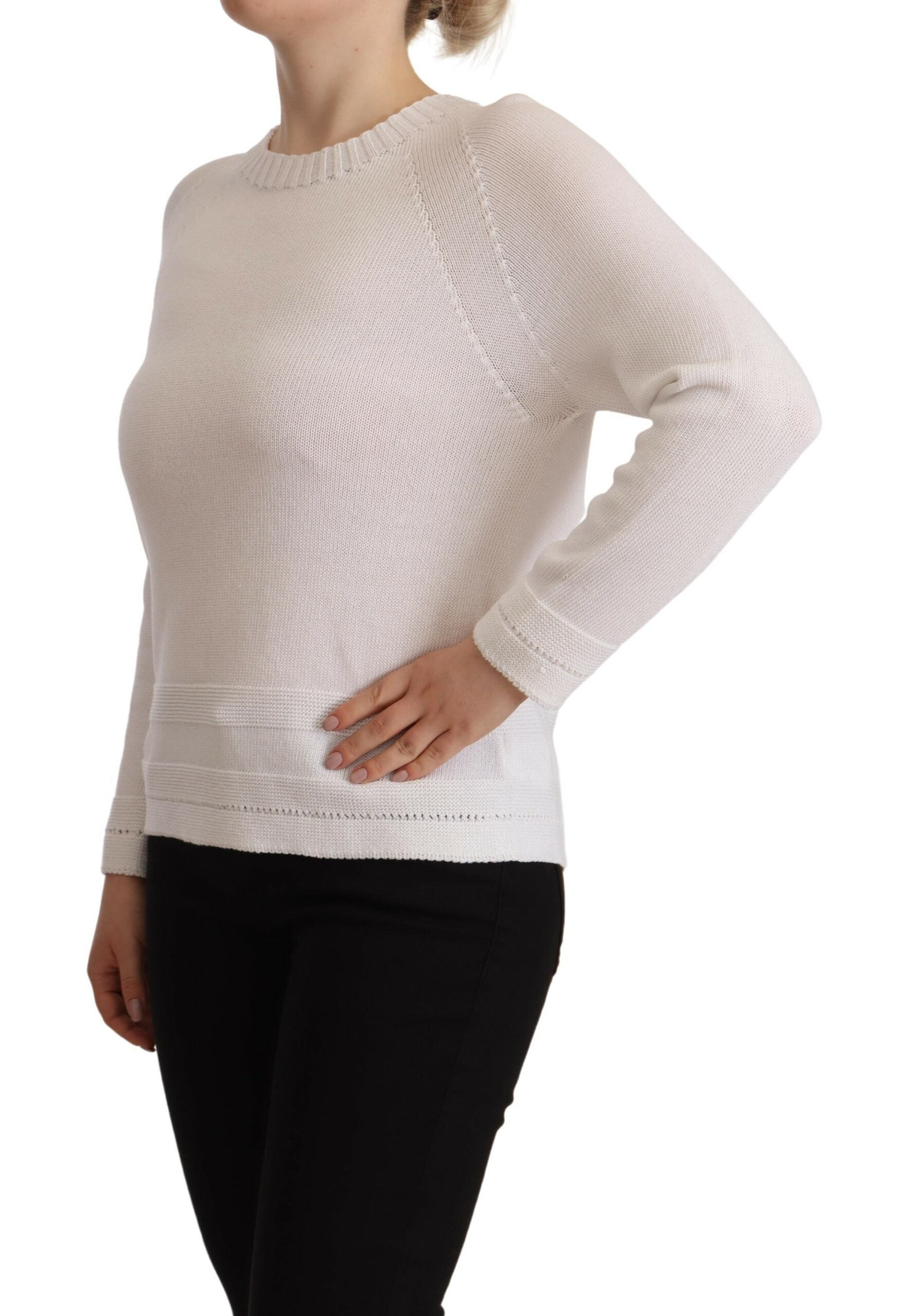 Alpha Studio Eleganter weißer Baumwollpullover