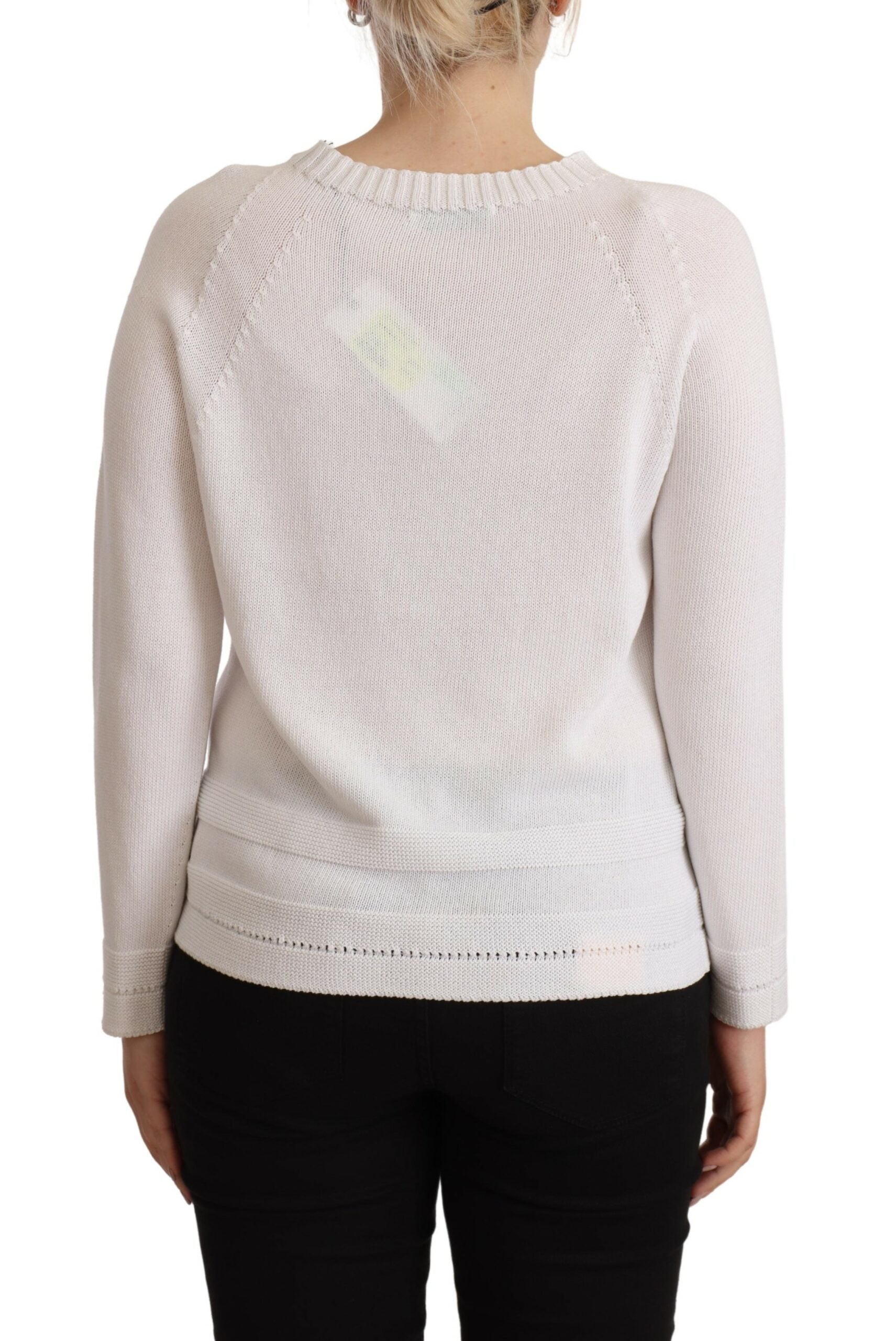 Alpha Studio Eleganter weißer Baumwollpullover
