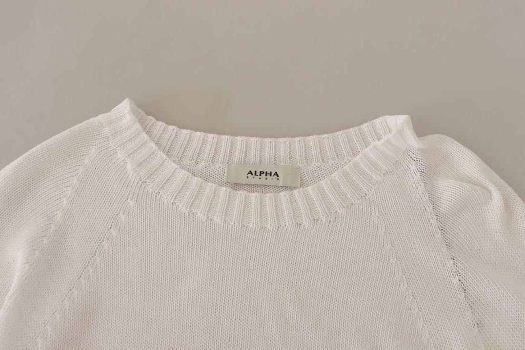 Alpha Studio Eleganter weißer Baumwollpullover