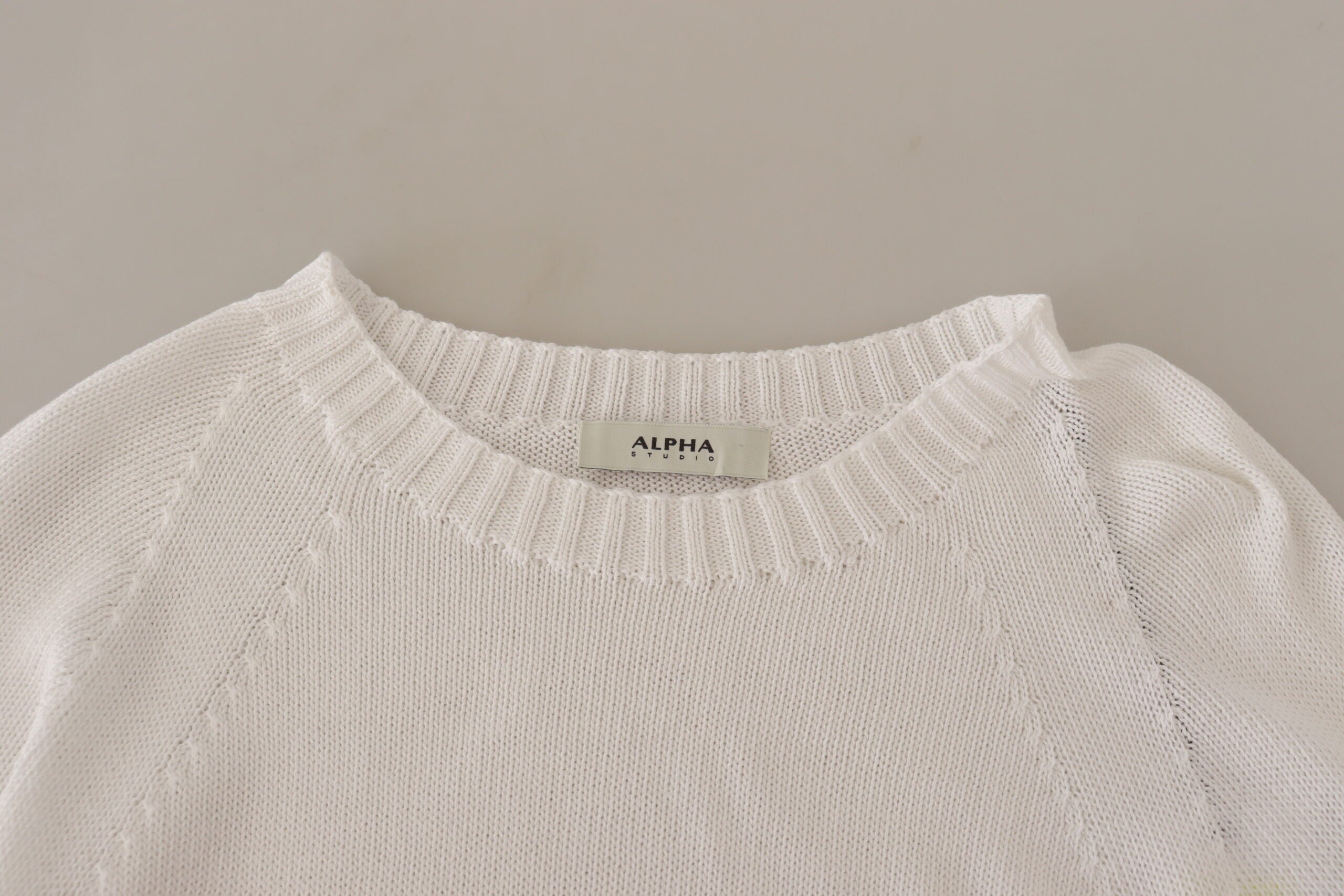 Alpha Studio Eleganter weißer Baumwollpullover