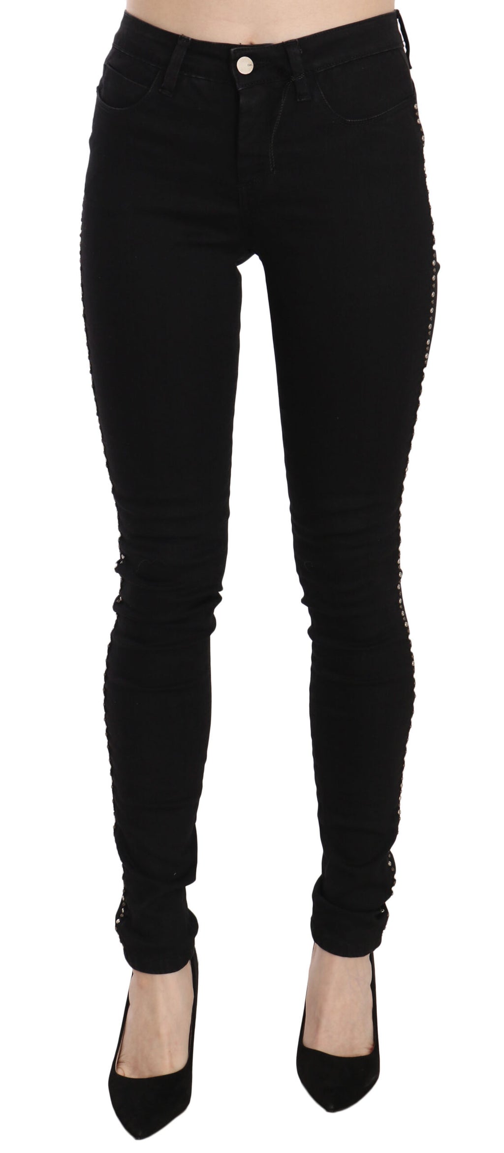 Costume National Chic Skinny Jeans in Schwarz mit mittlerer Taille
