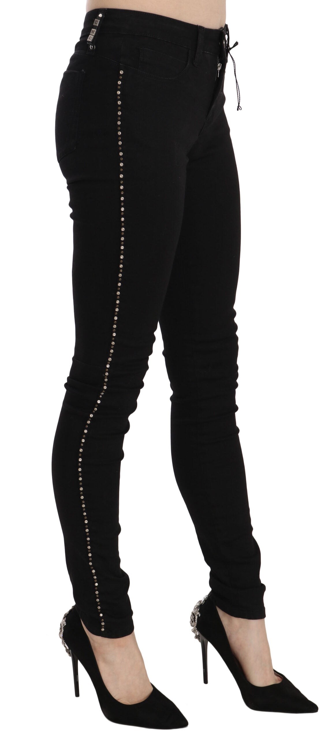 Costume National Chic Skinny Jeans in Schwarz mit mittlerer Taille