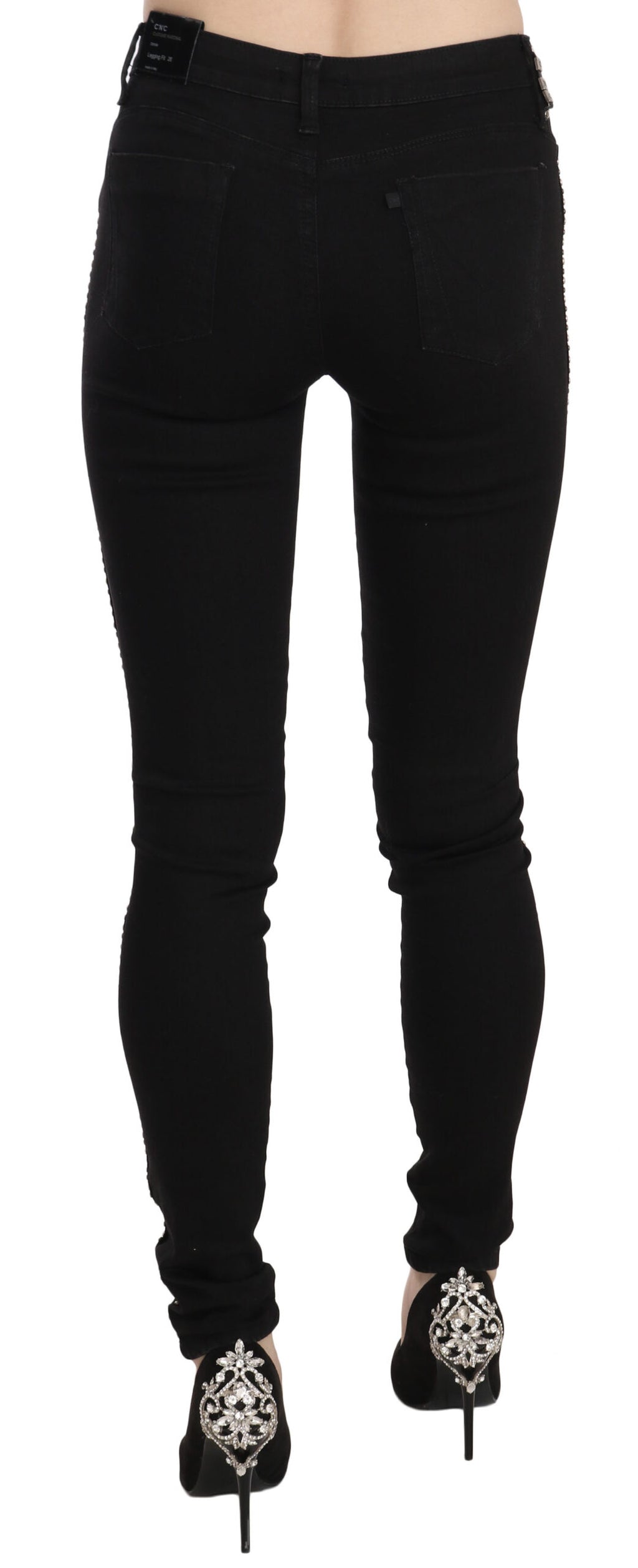 Costume National Chic Skinny Jeans in Schwarz mit mittlerer Taille