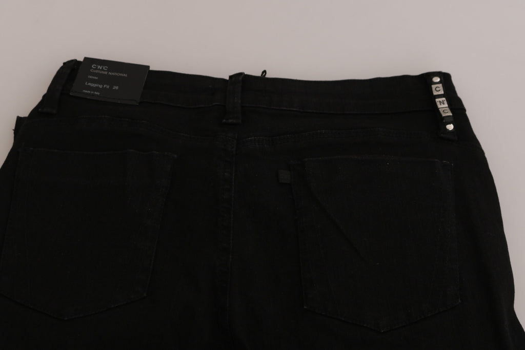 Costume National Chic Skinny Jeans in Schwarz mit mittlerer Taille
