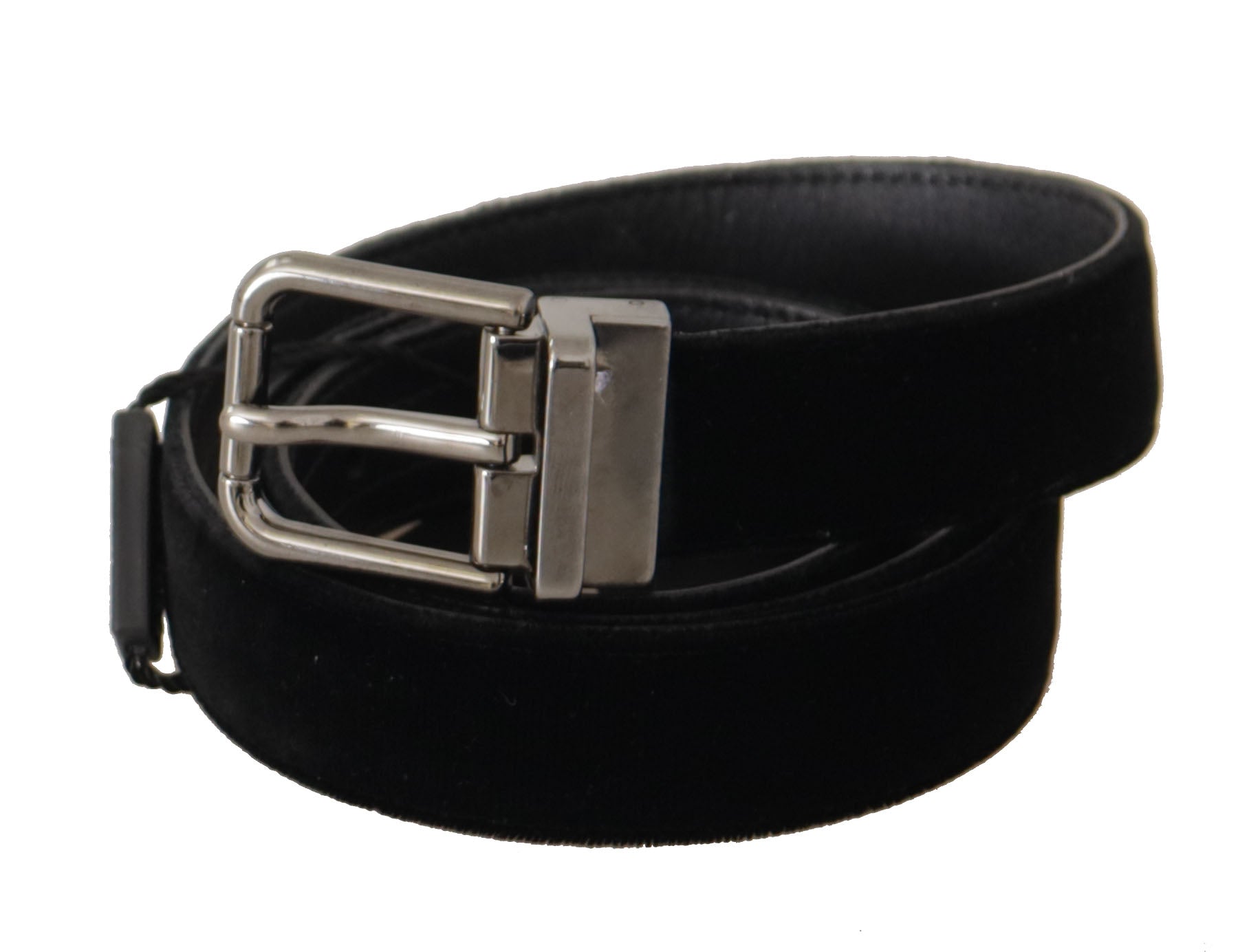 Ceinture élégante en coton et cuir noir Dolce &amp; Gabbana D&amp;G