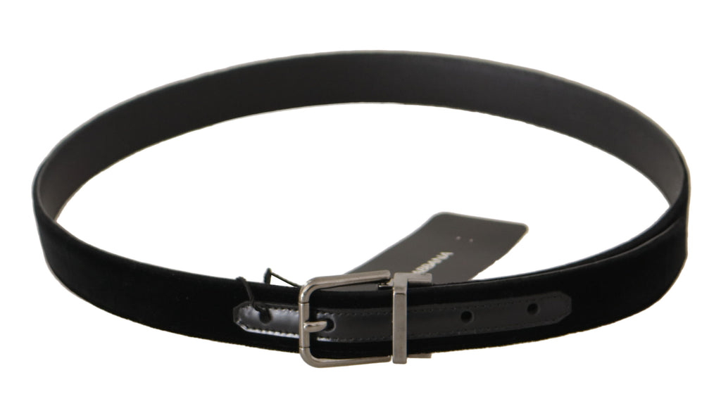 Ceinture élégante en coton et cuir noir Dolce &amp; Gabbana D&amp;G