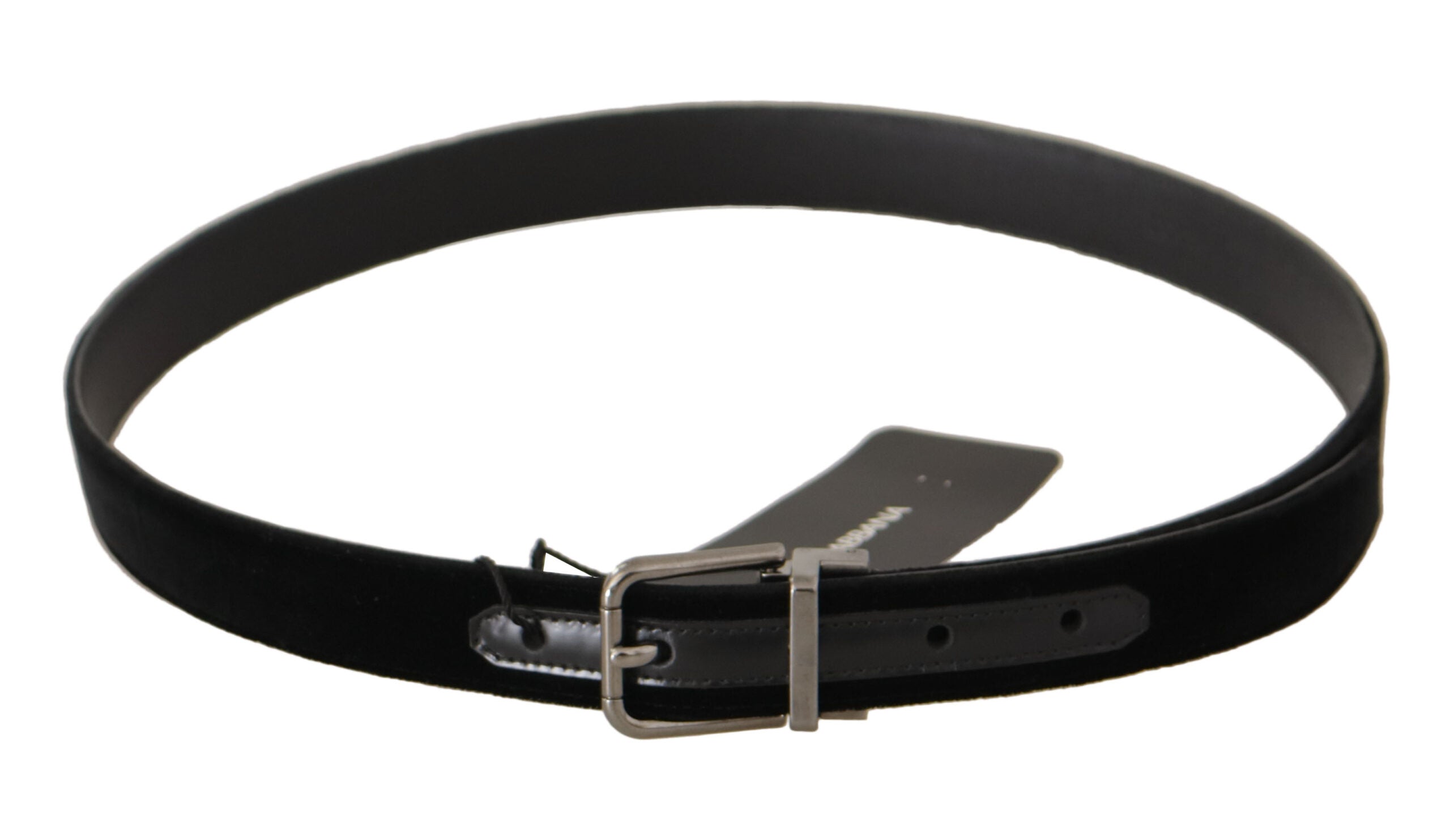 Ceinture élégante en coton et cuir noir Dolce &amp; Gabbana D&amp;G