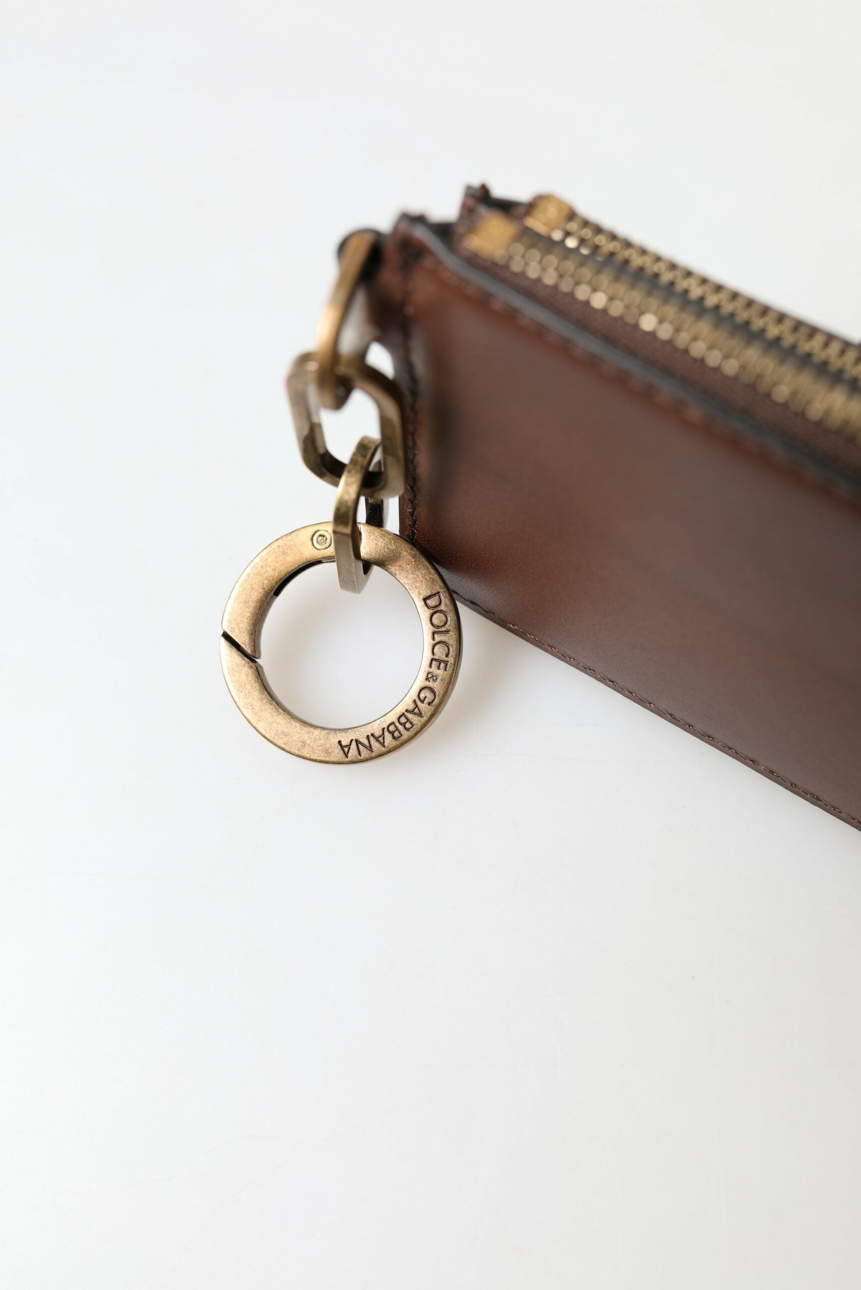 Portefeuille porte-monnaie élégant en cuir marron Dolce &amp; Gabbana
