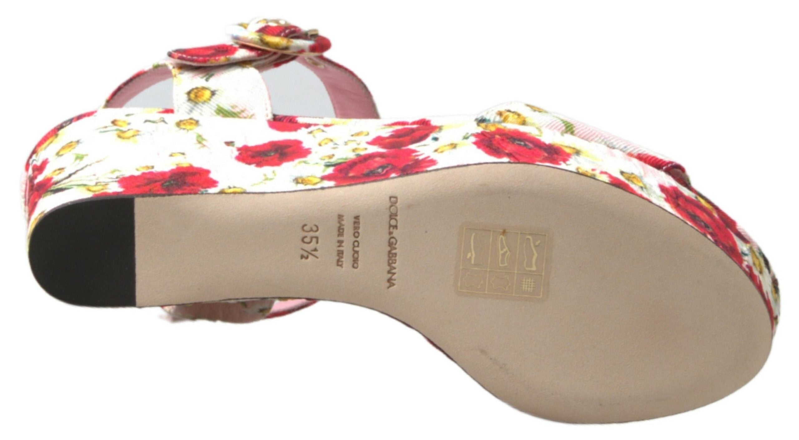 Sandales compensées à bride cheville fleurie Dolce &amp; Gabbana