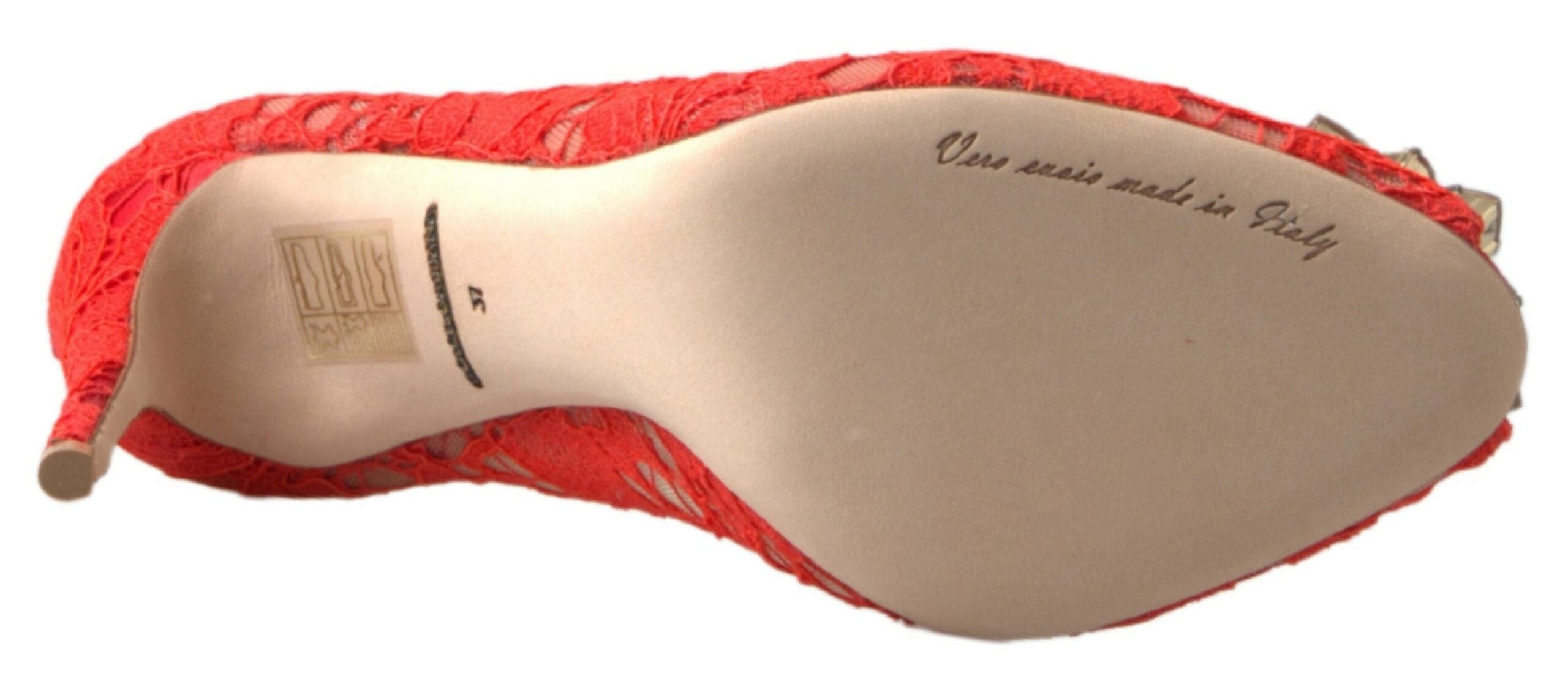 Escarpins Dolce &amp; Gabbana Chic en dentelle rouge ornés de cristaux