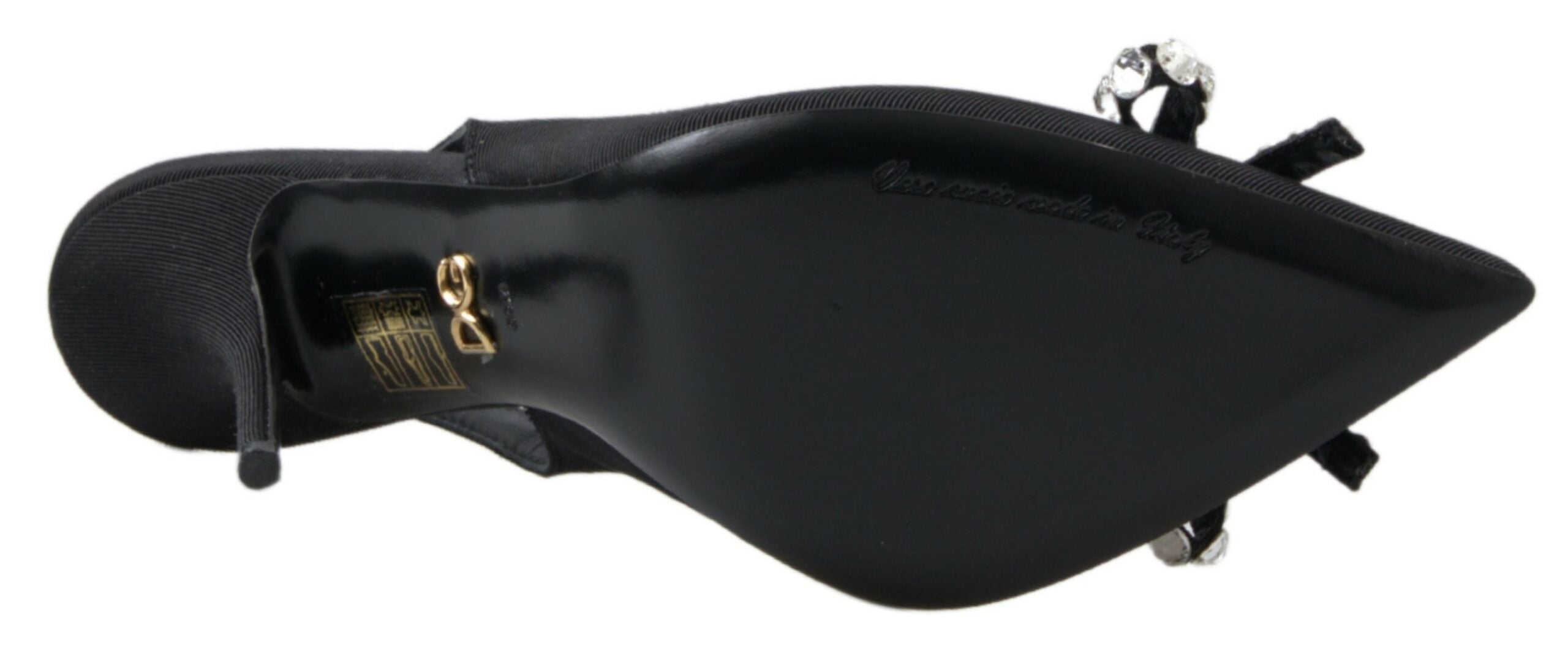 Escarpins à talons et bride arrière noirs ornés Dolce &amp; Gabbana