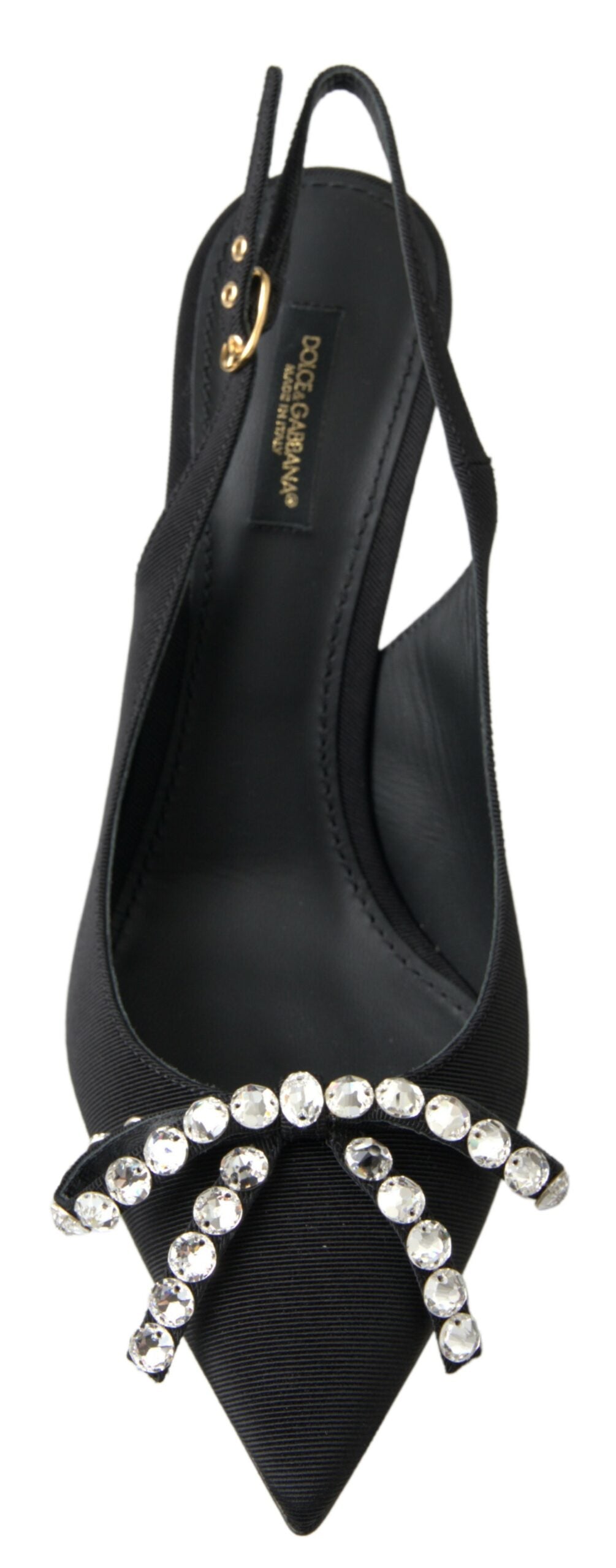 Escarpins à talons et bride arrière noirs ornés Dolce &amp; Gabbana