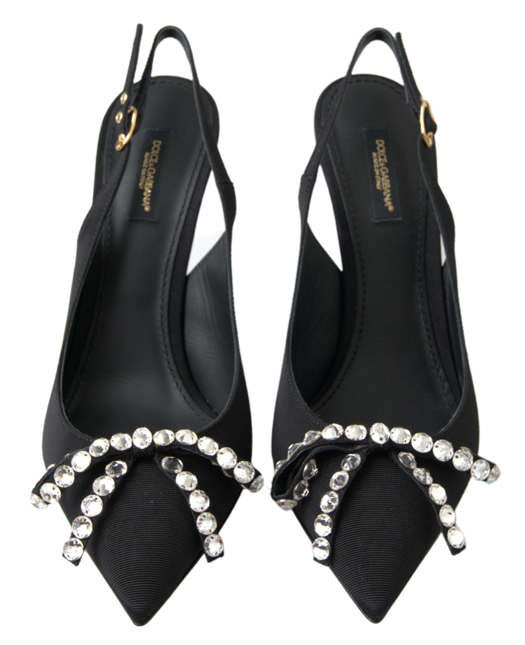 Escarpins à talons et bride arrière noirs ornés Dolce &amp; Gabbana