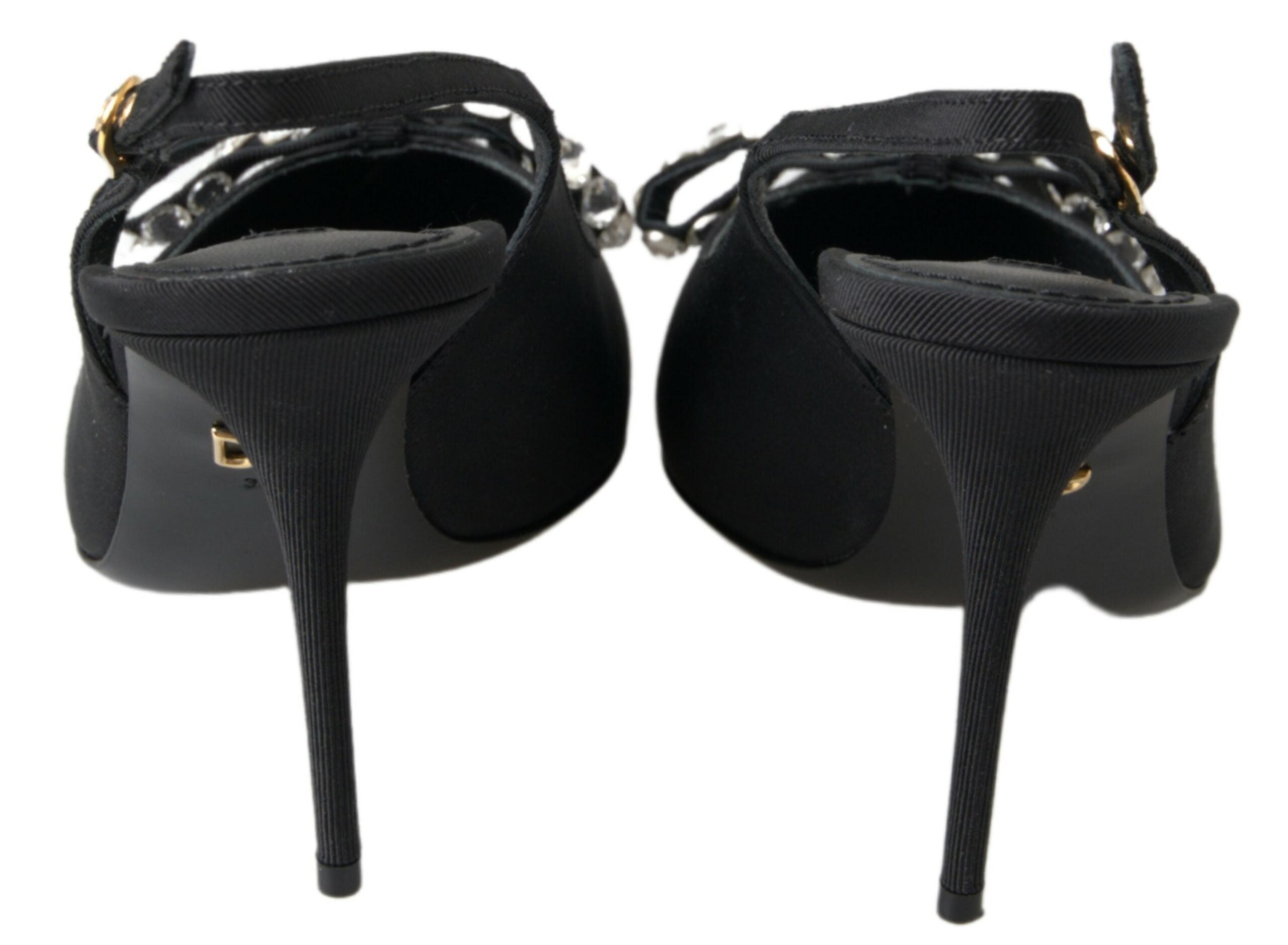 Escarpins à talons et bride arrière noirs ornés Dolce &amp; Gabbana
