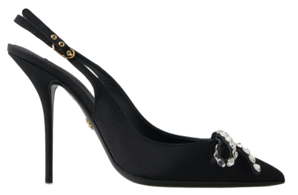 Dolce &amp; Gabbana – Verzierte schwarze Slingback-Pumps