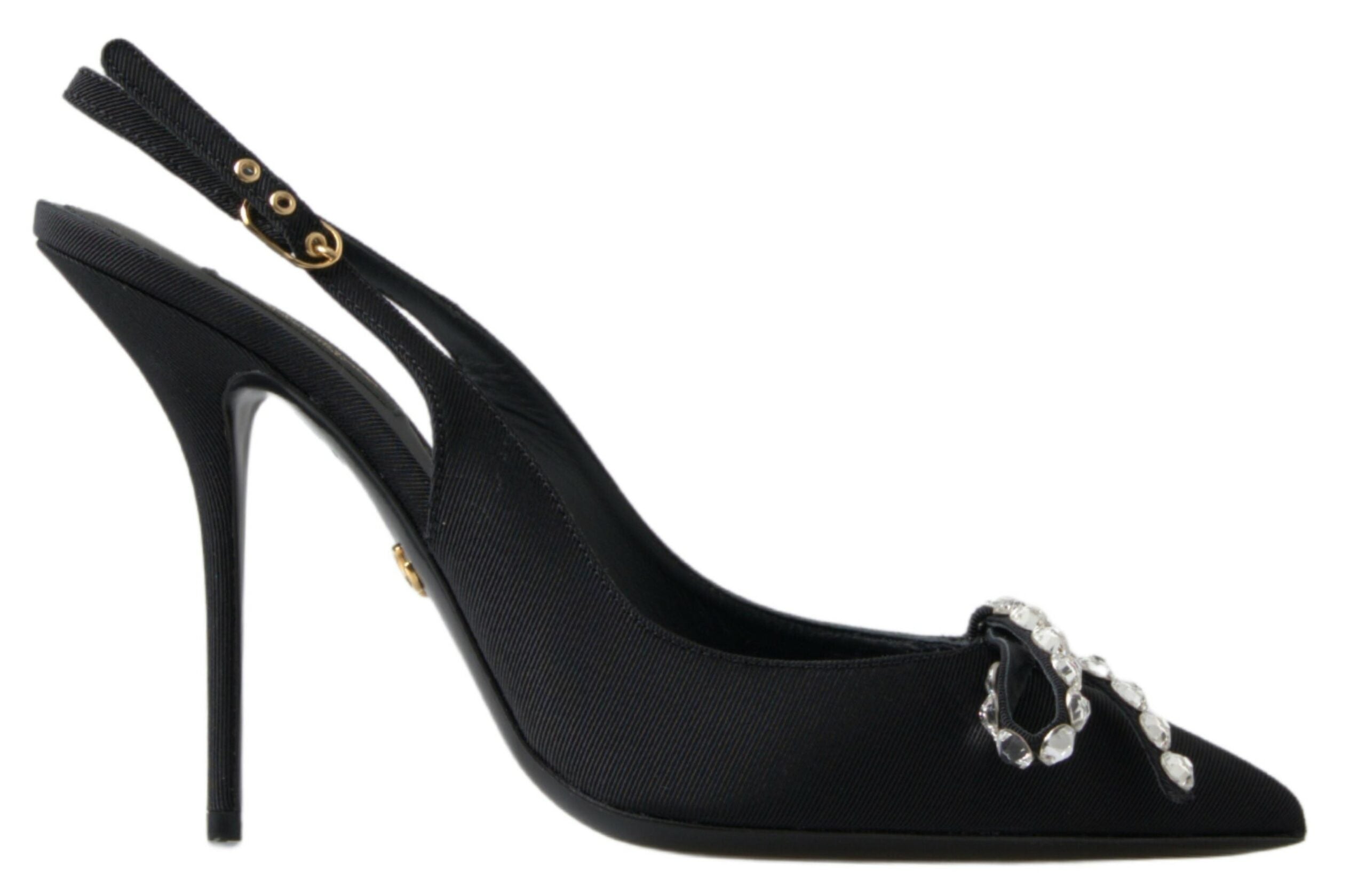 Escarpins à talons et bride arrière noirs ornés Dolce &amp; Gabbana