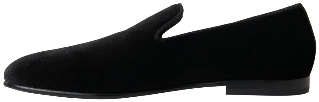 Mocassins élégants en velours noir Dolce &amp; Gabbana pour homme