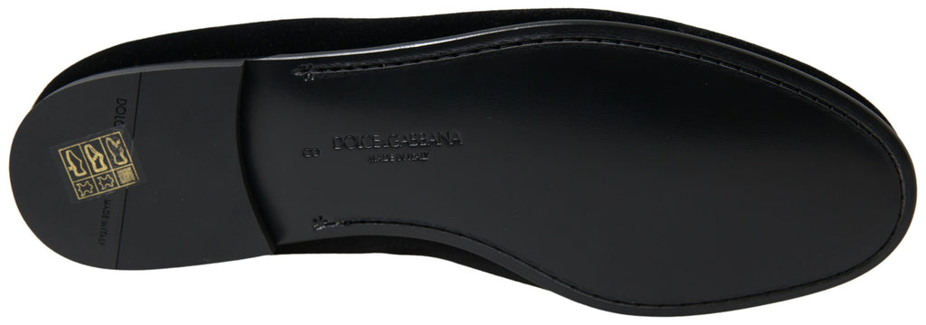 Mocassins élégants en velours noir Dolce &amp; Gabbana pour homme