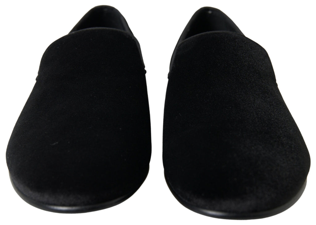Mocassins élégants en velours noir Dolce &amp; Gabbana pour homme