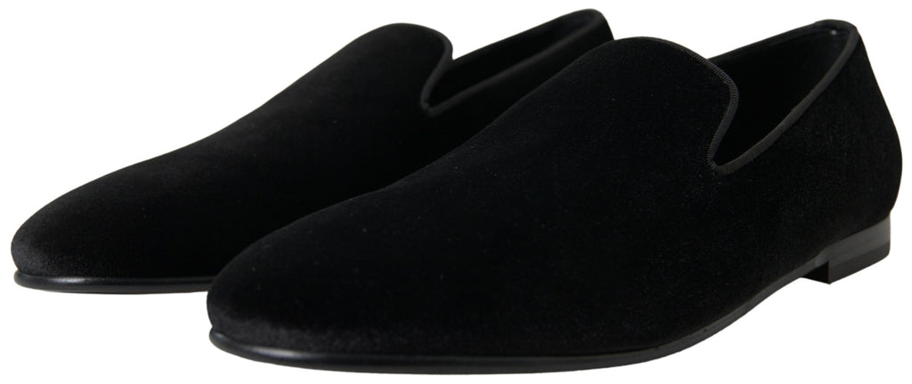 Mocassins élégants en velours noir Dolce &amp; Gabbana pour homme