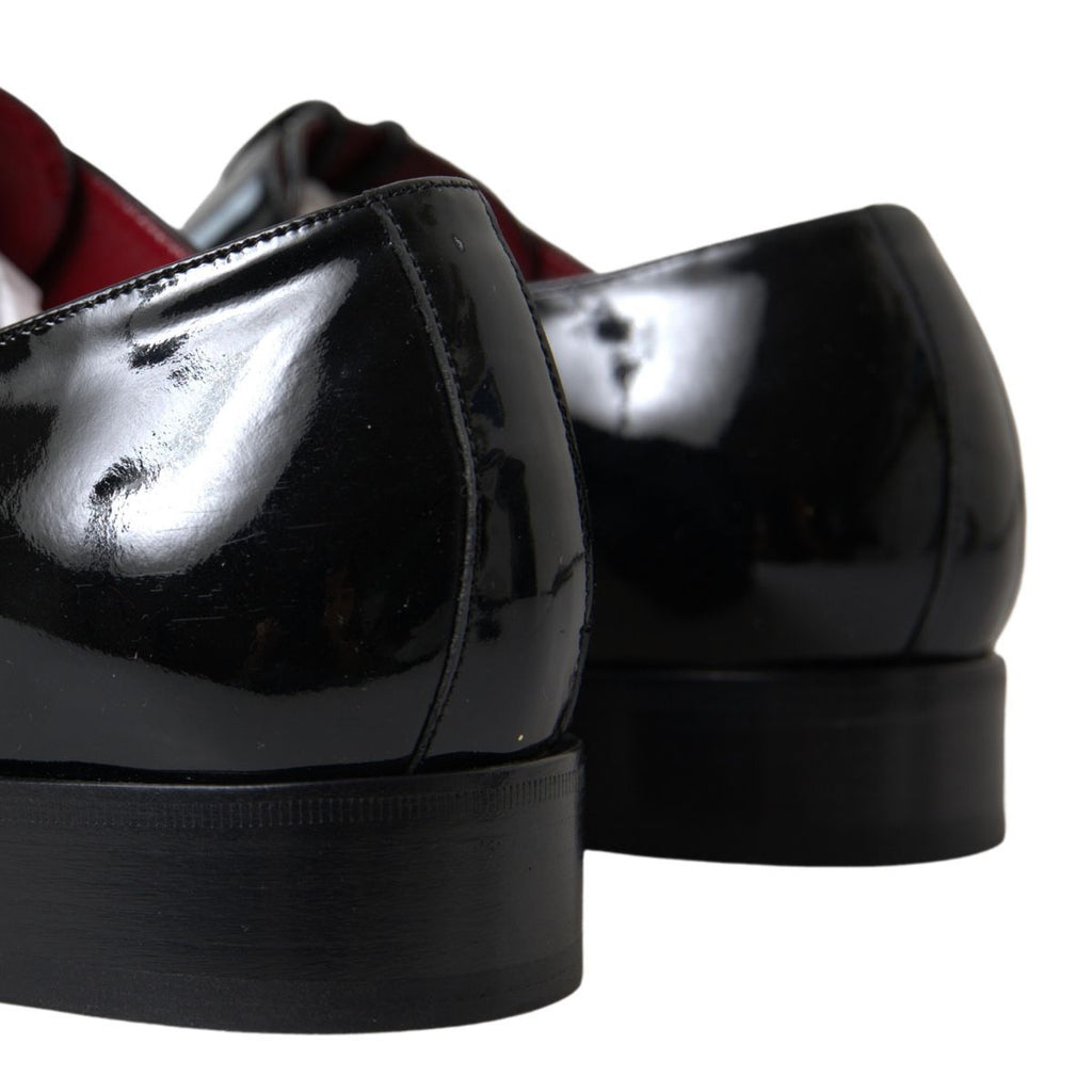 Dolce &amp; Gabbana Elegante formelle Herrenschuhe aus schwarzem Lackleder
