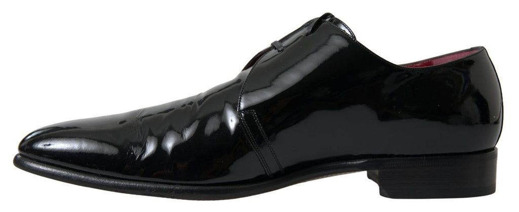 Dolce &amp; Gabbana Elegante formelle Herrenschuhe aus schwarzem Lackleder