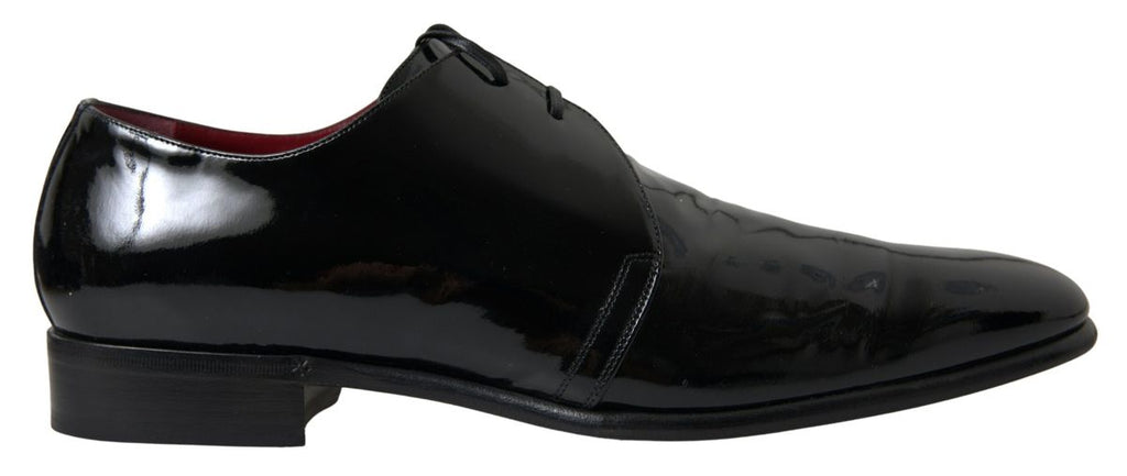 Dolce &amp; Gabbana Elegante formelle Herrenschuhe aus schwarzem Lackleder